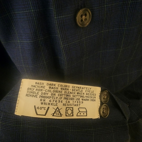 Yves Saint Laurent Longsleeve Blue Plaid Button-down Dress Shirt Mens sz Large - Picture 4 of 5